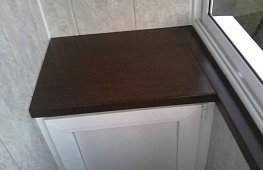 Шкаф ПВХ-тумба, верх шкафа изготовлен из подоконной доски Витраж (цвет Махагон) tab